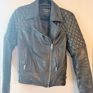 All Saints Black Quilted Leather Jacket